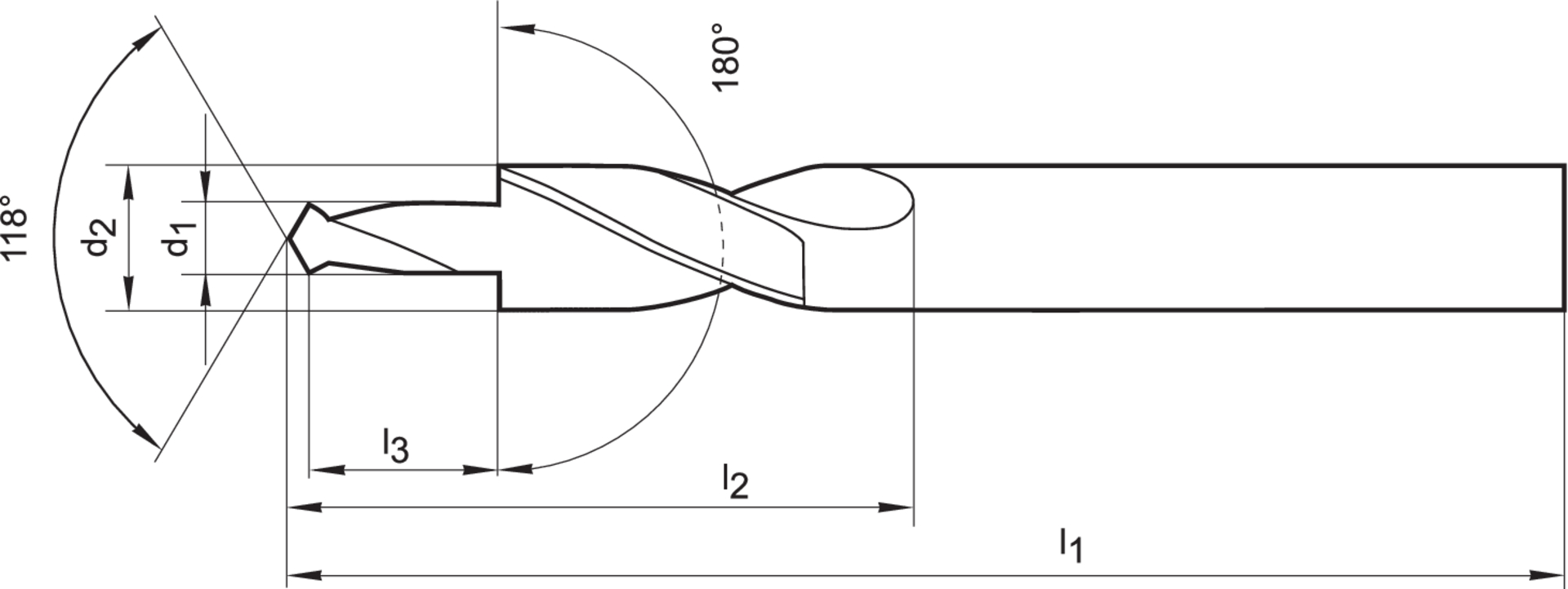 Kurzstufenbohrer HSSTiN M 3 DL 180G. Gühring