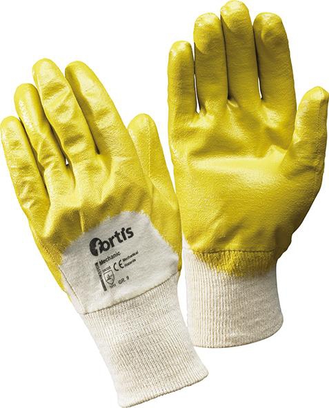 FORTIS Handschuh Mechanic gelb, 12 Paar, Nitril, Größe 7