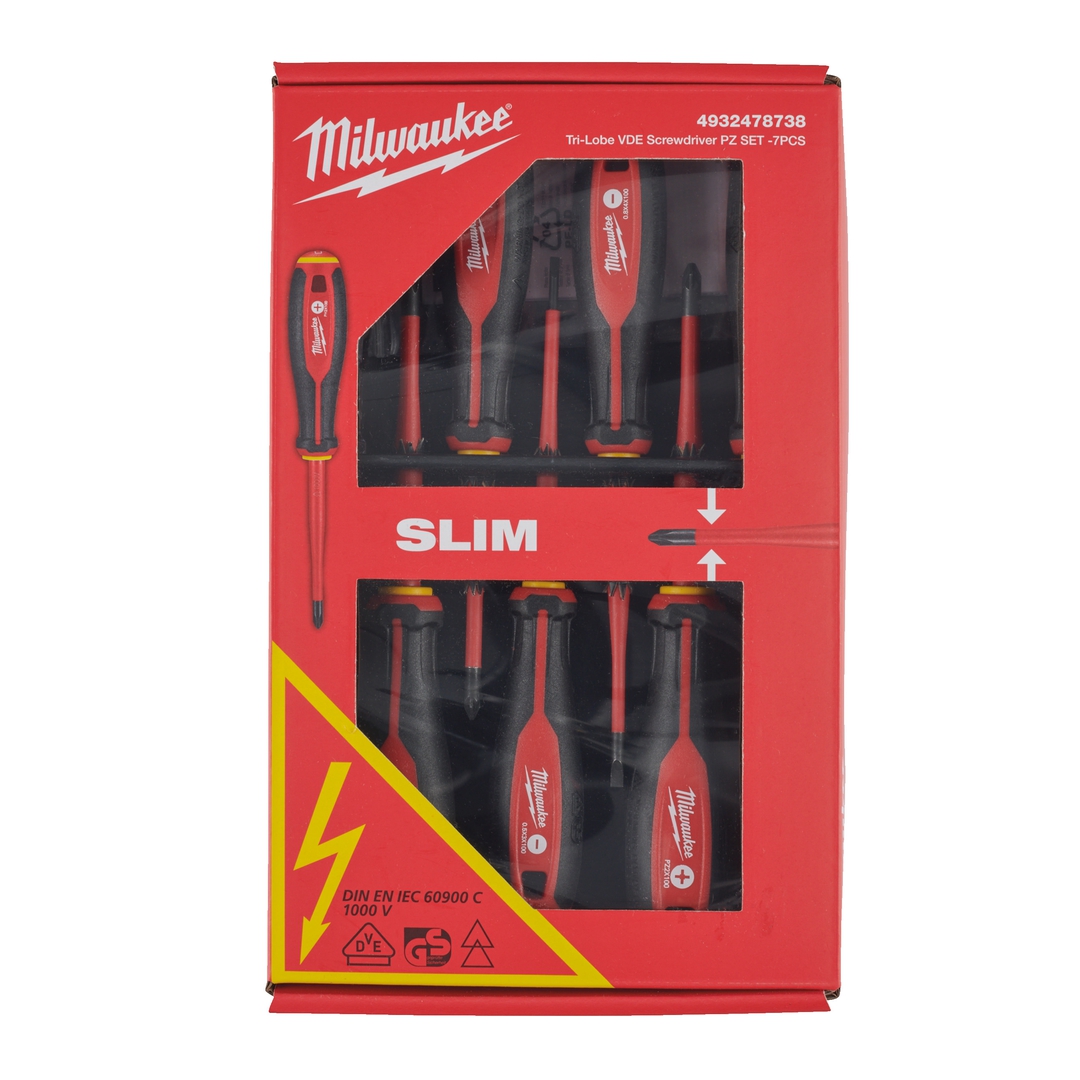 MILWAUKEE Schraubendreher Tri-Lobe Set SL/PH/PZ/Spannungsprüfer VDE gepr. 7tlg