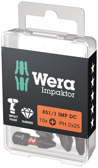 WERA Impaktor-Bit 1/4" Kreuzschlitz PH 2 x 25 mm 10er Pack