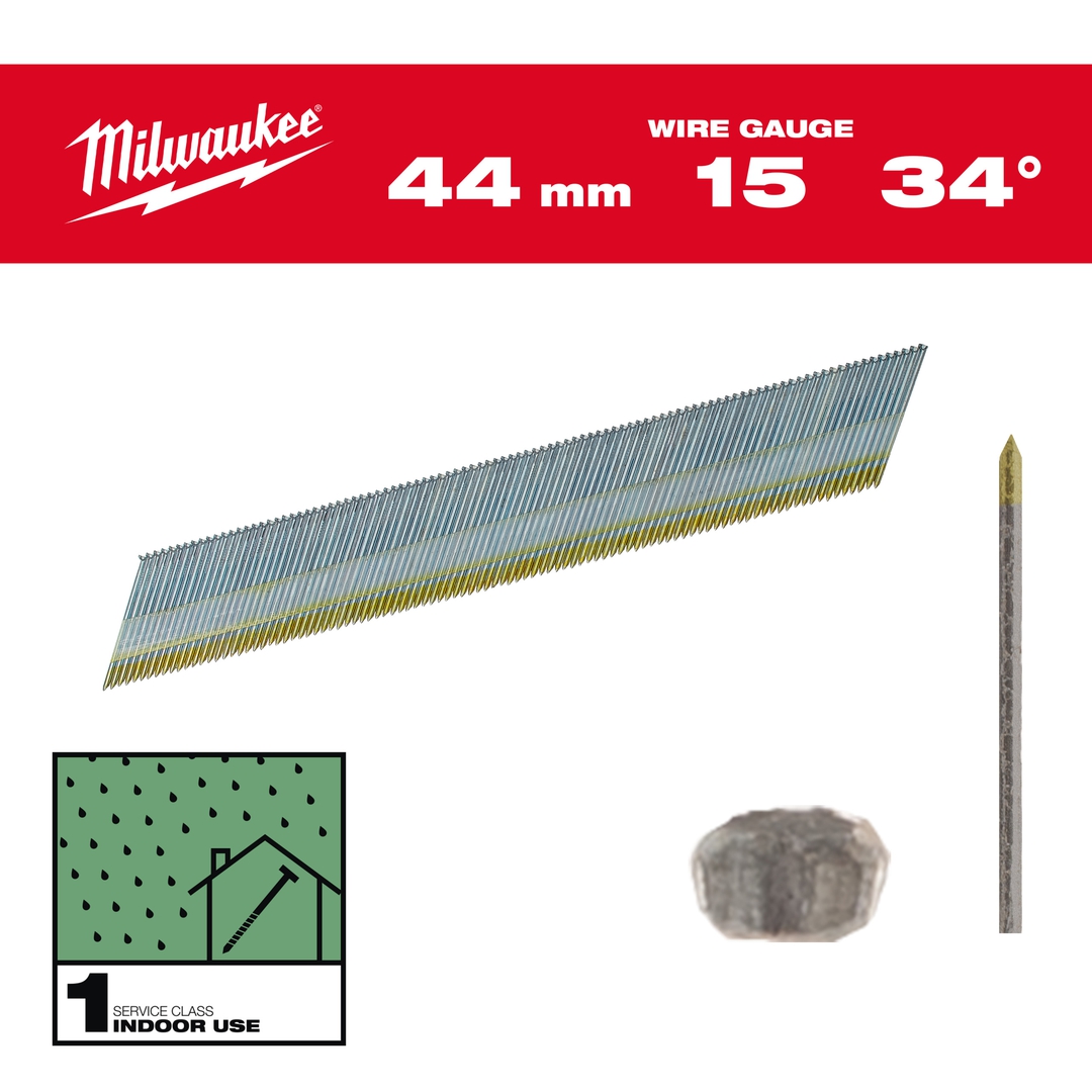 MILWAUKEE Stift-Nägel D-Kopf 15 GA 1,8x44 mm zn, 34°