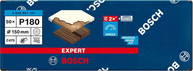 BOSCH EXPERT Schleifblatt C470 Mehrloch 150mm,K180, 50er Pack