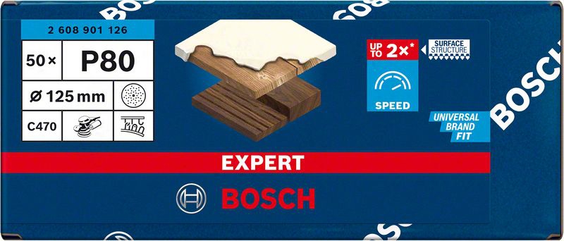 BOSCH EXPERT Schleifblätter 50er Pack C470, 125 mm, K80