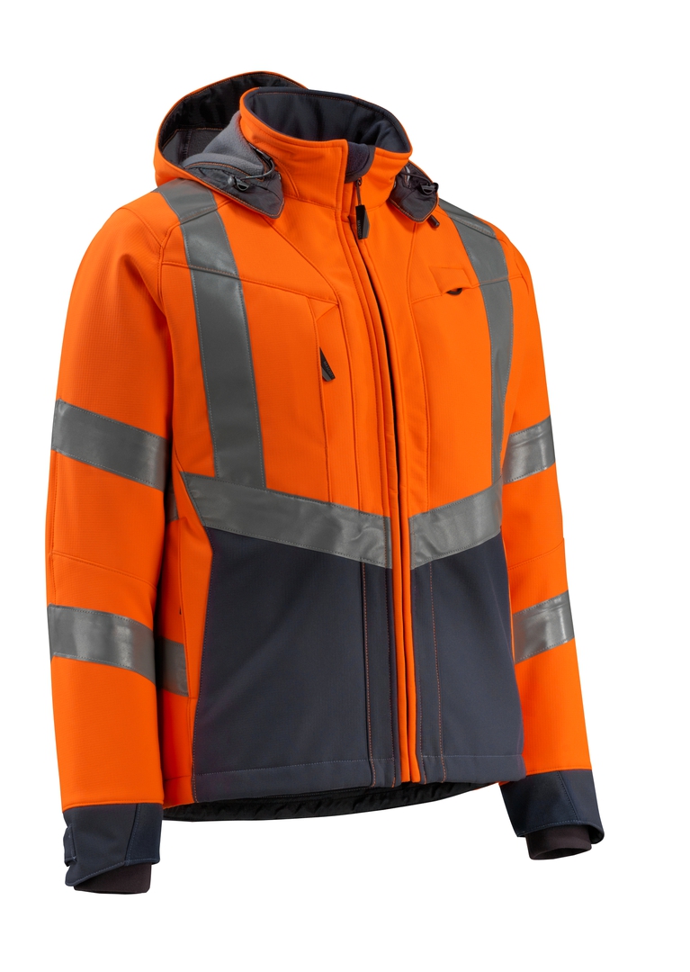 MASCOT Warn-Softshelljacke Blackpool Orange/Schwarzblau, Gr. M