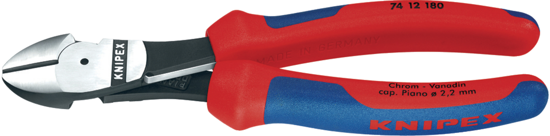 KNIPEX 74 12 180 Kraft-Seitenschneider Mehrko.-Hülle schwarz atram. 180 mm