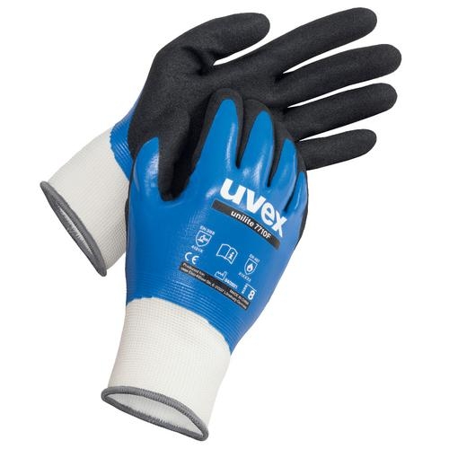 UVEX Montage-Handschuh unilite 7710F Gr. 7 Nitril blau/schwarz, 6027.8