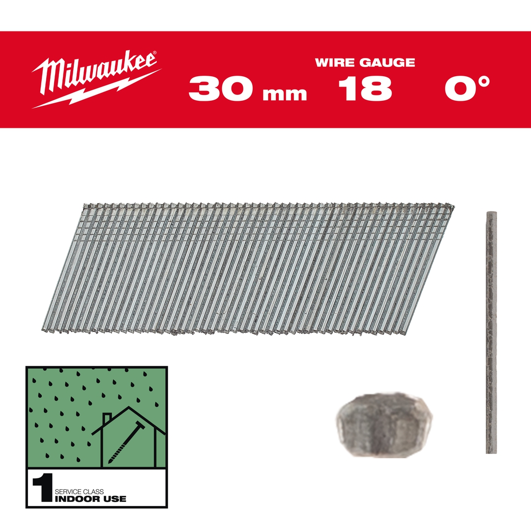 MILWAUKEE Stauchkopfnägel 18 GA 1,05x1,25x30 mm zn, 0°