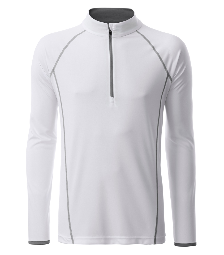 JN Men's Sports Shirt Longsleeve JN498 white/silver, Größe XXL