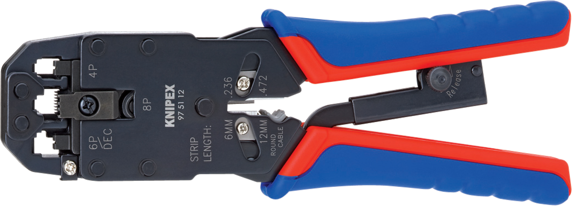 KNIPEX 97 51 12 Crimpzange f. Westernstecker mit Mehrko. brün. 200 mm