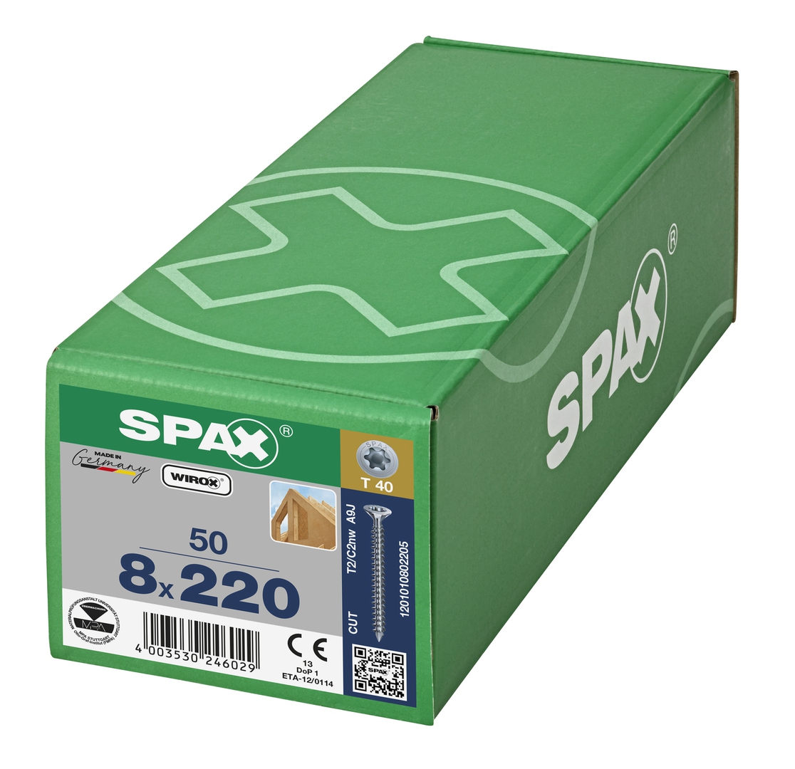 SPAX Senkmultikopf T-STAR+ T40 Vollg. CUT WIROX 50St, 8x220mm