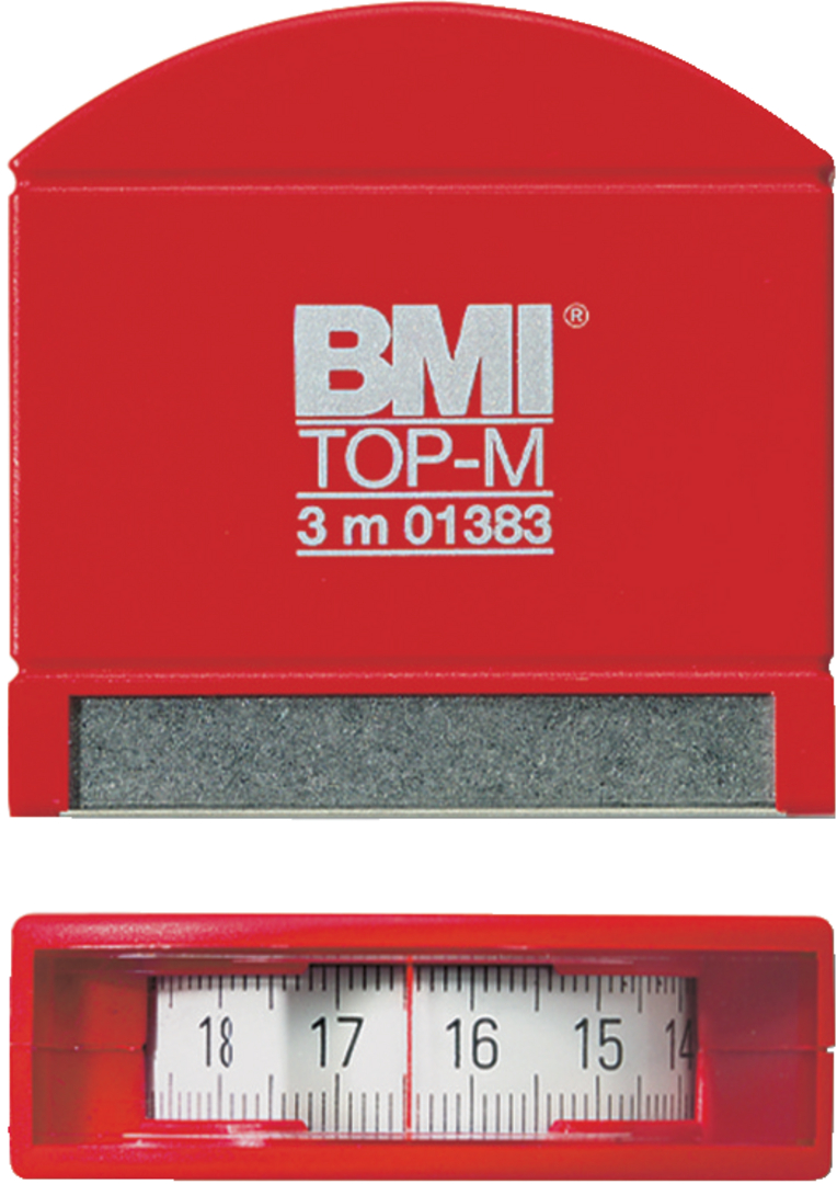 Taschenbandm. m. Metallf. 3mx13mm weiss       BMI