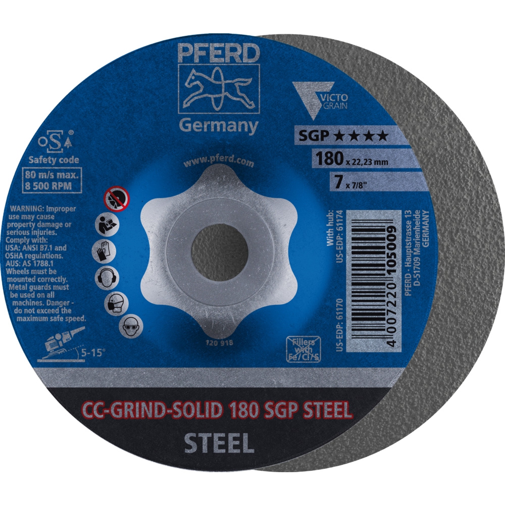 PFERD Schleifscheibe CC-Grind-Solid SGP STEEL 180mm