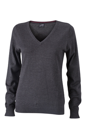 JN Ladies V-Neck Pullover JN658 100%BW, anthracite-melange, Größe 2XL