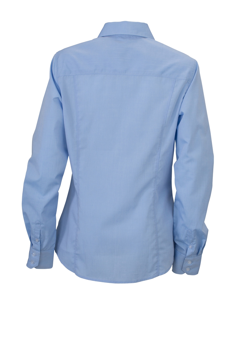 JN Ladies Plain Shirt JN618 100% BW, light-blue/navy-white, Größe M