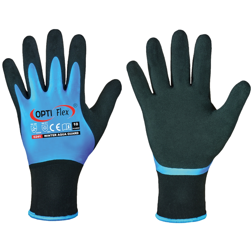 OPTI Flex Strickhandschuh Latex Winter-Aqua-Guard, schwarz, Gr. 9