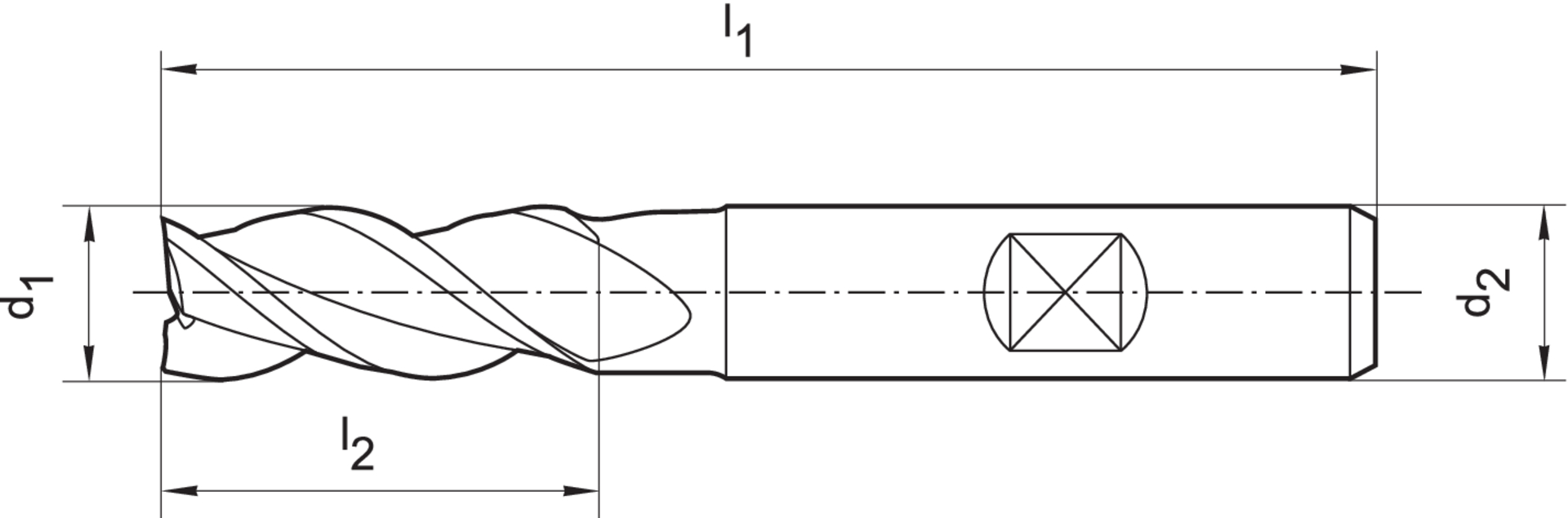 FORMAT Schaftfräser Alu DIN844 B K HSSE 25,00 mm