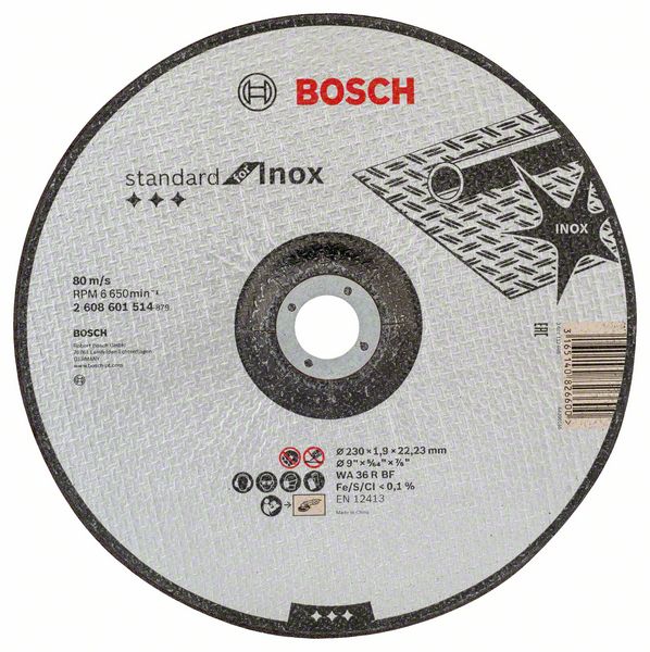 BOSCH Trennscheibe gekröpft Standard for Inox 230 x 22,23 x 1,9 mm