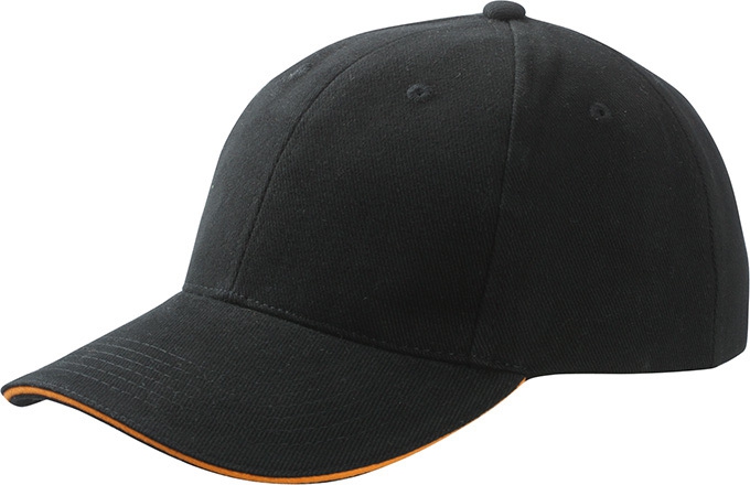 mb 6 Panel Sandwich Cap MB024 100%BW, black/orange, Größe one size