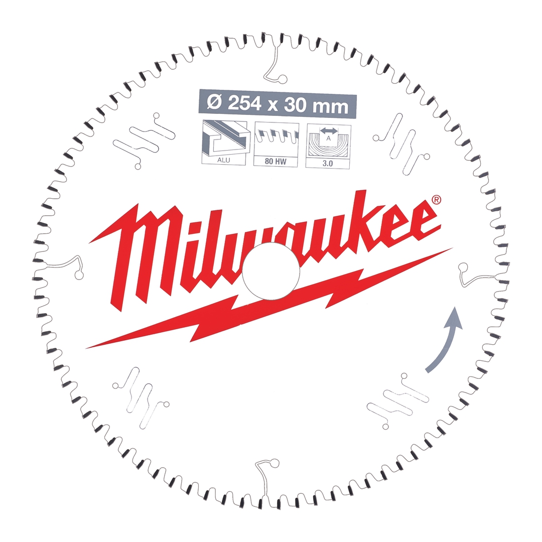 MILWAUKEE Sägeblatt Alu für Akku-Kapp- Gehrungssägen 254/30 mm Z80 Flachtrapez