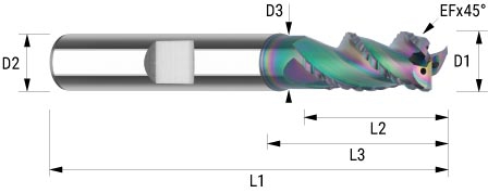 WEMAG VHM-Fräser TAC ALU IK 20,0/EF0,4 D2=20HB L2=41 L1=104 L3=52 D3=19 Z=3