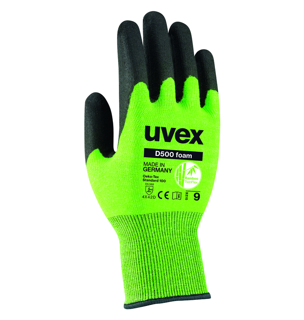 UVEX Schnittschutz-Handschuh D500 foam Gr. 11 Schaumbesch. lime/gr, 6060.4