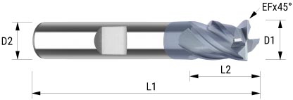 WEMAG VHM-Fräser VRCP STAHL 20,0/EF0,4 D2=20HA L2=26 L1=92 EF=0,40 Z=4