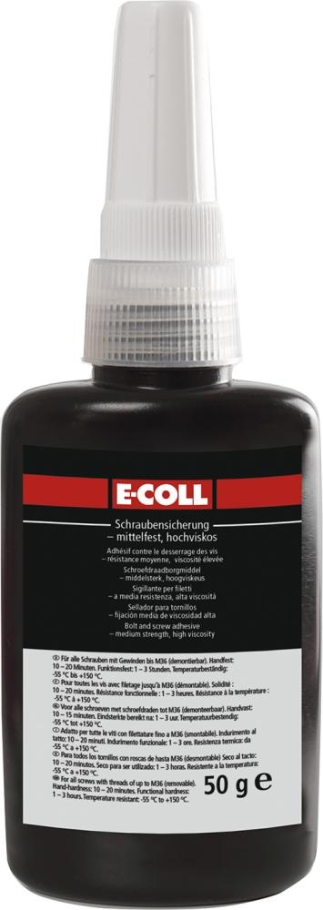 E-COLL Schraubensicherung mittelf.-hochviskos, 50ml dblau