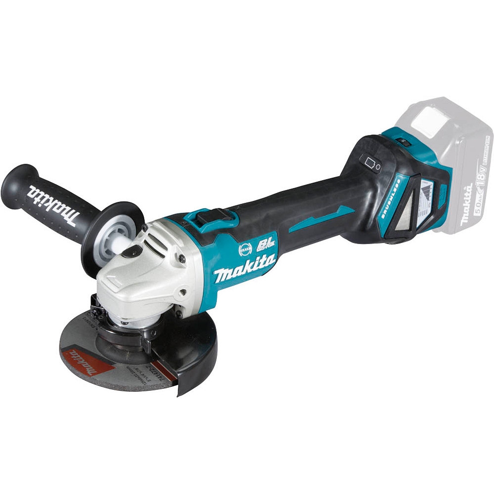 MAKITA Akku-Winkelschleifer DGA513Z solo, inkl. Trennscheibenbox INOX 125 mm