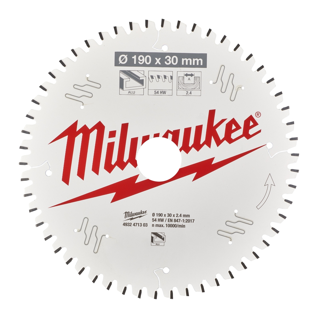 MILWAUKEE Kreissägeblatt Holz/Alu für Handkreissägen 190/30 mm Z54 Flachtrapez