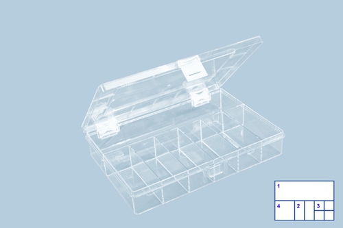 Sortimentskasten mit fester Einteilung, glasklar 8 Fächer, 6136