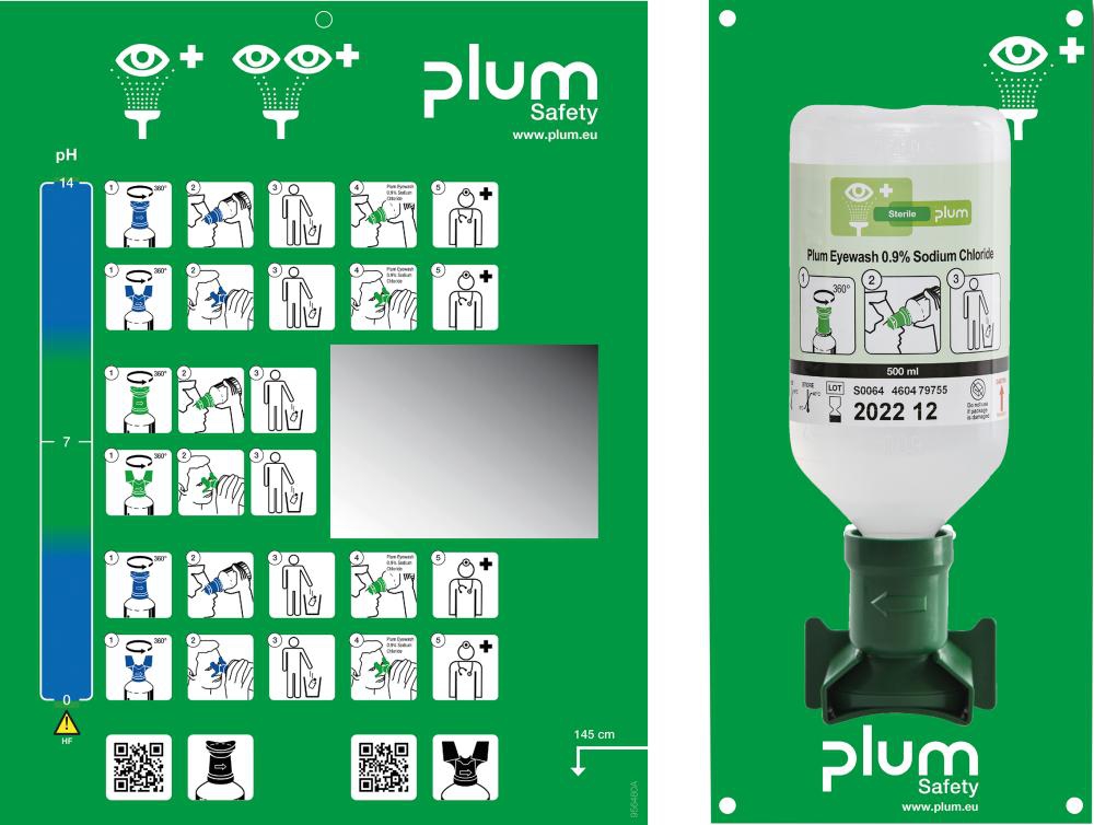 PLUM Augenspülstation inkl. Fl., 500 ml und Wandhalter