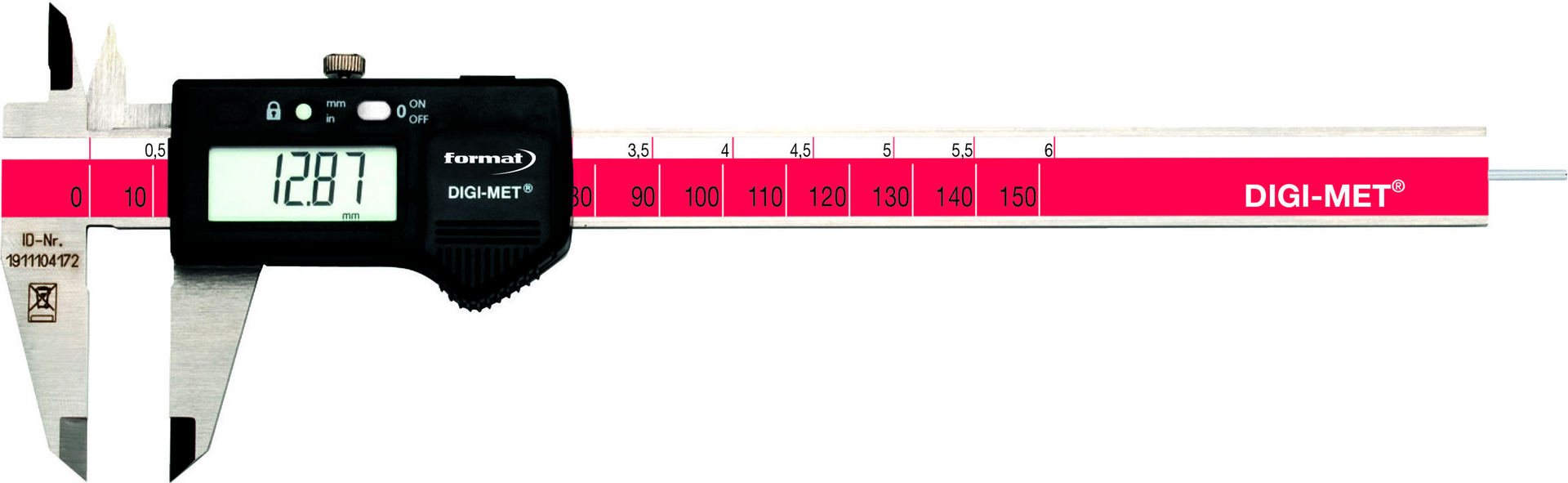 FORMAT digitaler Taschenmessschieber 300 mm mit Datenausgang ohne Tiefenmaß