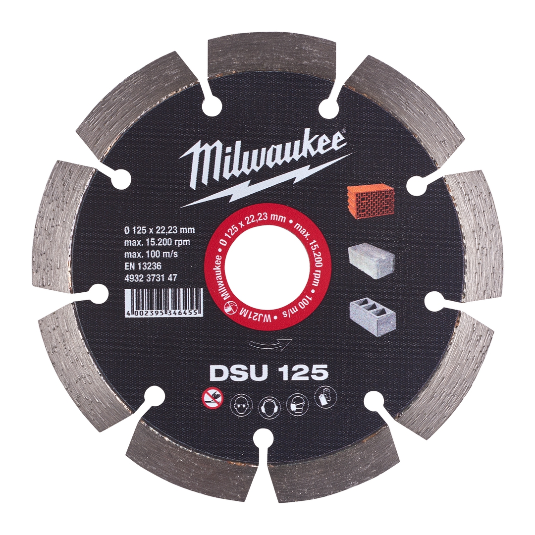 MILWAUKEE Diamanttrennscheibe DSU 125 mm optimiert für Mauernutfräsen