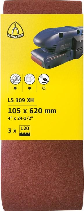 KLINGSPOR LS 309 XH Hobbänder 75 x 533 mm Korn 80 F5, SB, 3er Pack