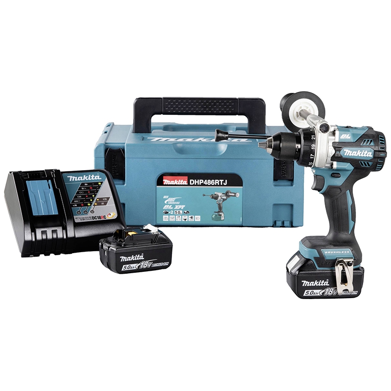 MAKITA Akku-Schlagbohrschr. DHP486RTJ 2 x 18V 5,0 Ah, Ladegerät, im MAKPAC