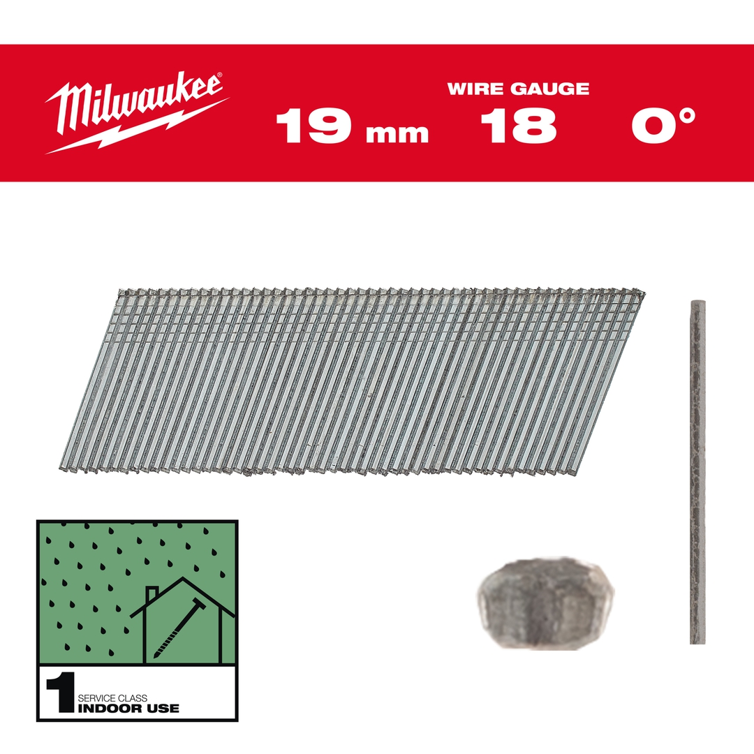 MILWAUKEE Stauchkopfnägel 18 GA 1,05x1,25x19 mm zn, 0°