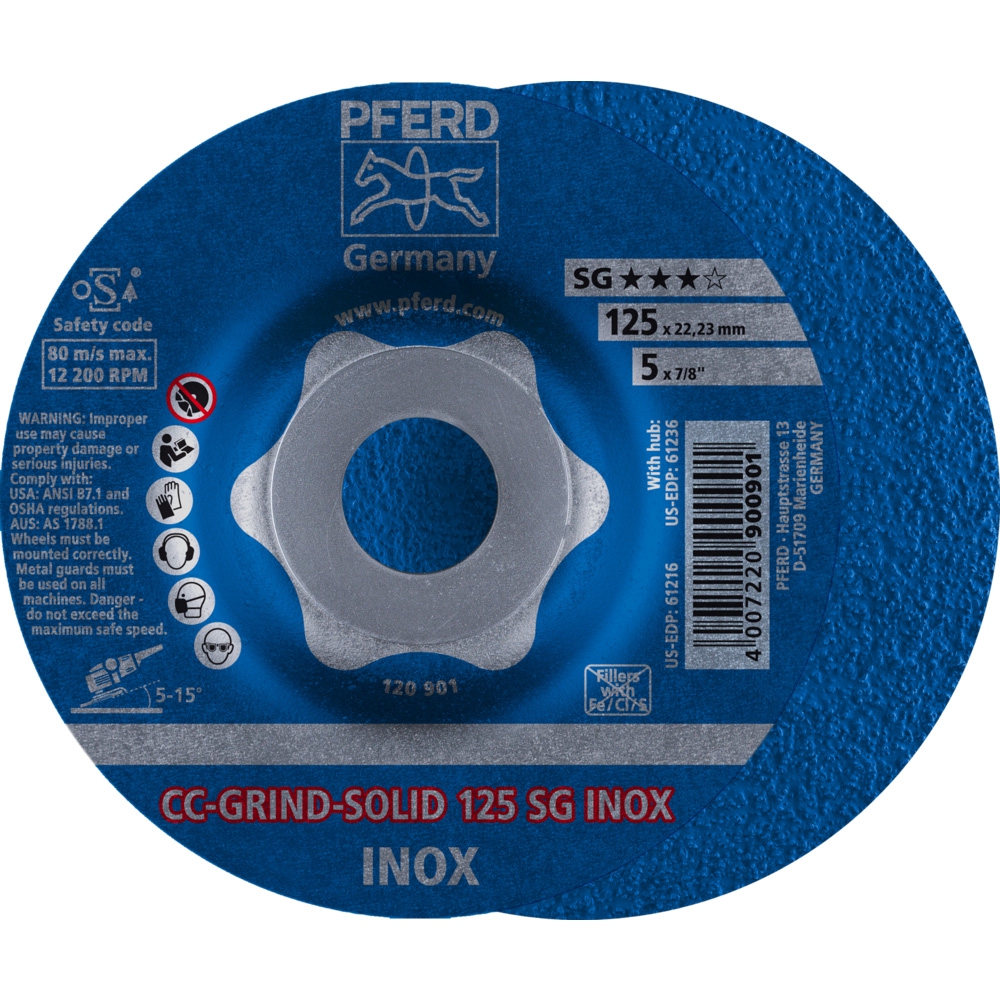 PFERD Schleifscheibe CC-GRIND-SOLID SG INOX, 125mm