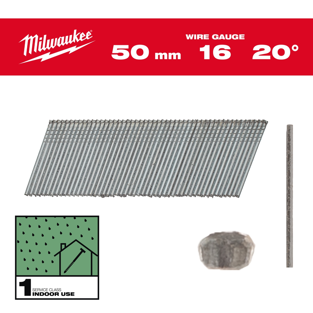 MILWAUKEE Stauchkopfnägel 16 GA 1,36x1,6x50 mm zn, 20°