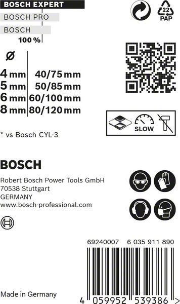 BOSCH MultiConstruction Bohrer-Set Cyl-9 EXPERT 4/5/6/8 mm, 4-teilig, zylindrisch