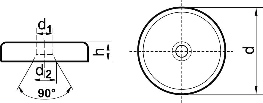 FORMAT NdFeB-Flachgreifer-Magnet mit Bohrung