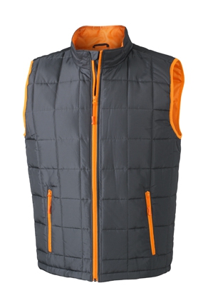 JN Mens Padded Light Weight Vest JN1037 100%PES, carbon/orange, Größe L