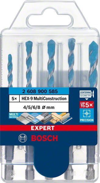 BOSCH MultiConstruction Bohrer-Set HEX-9 EXPERT 4/5/6/8 mm, 4-teilig, 6-kant