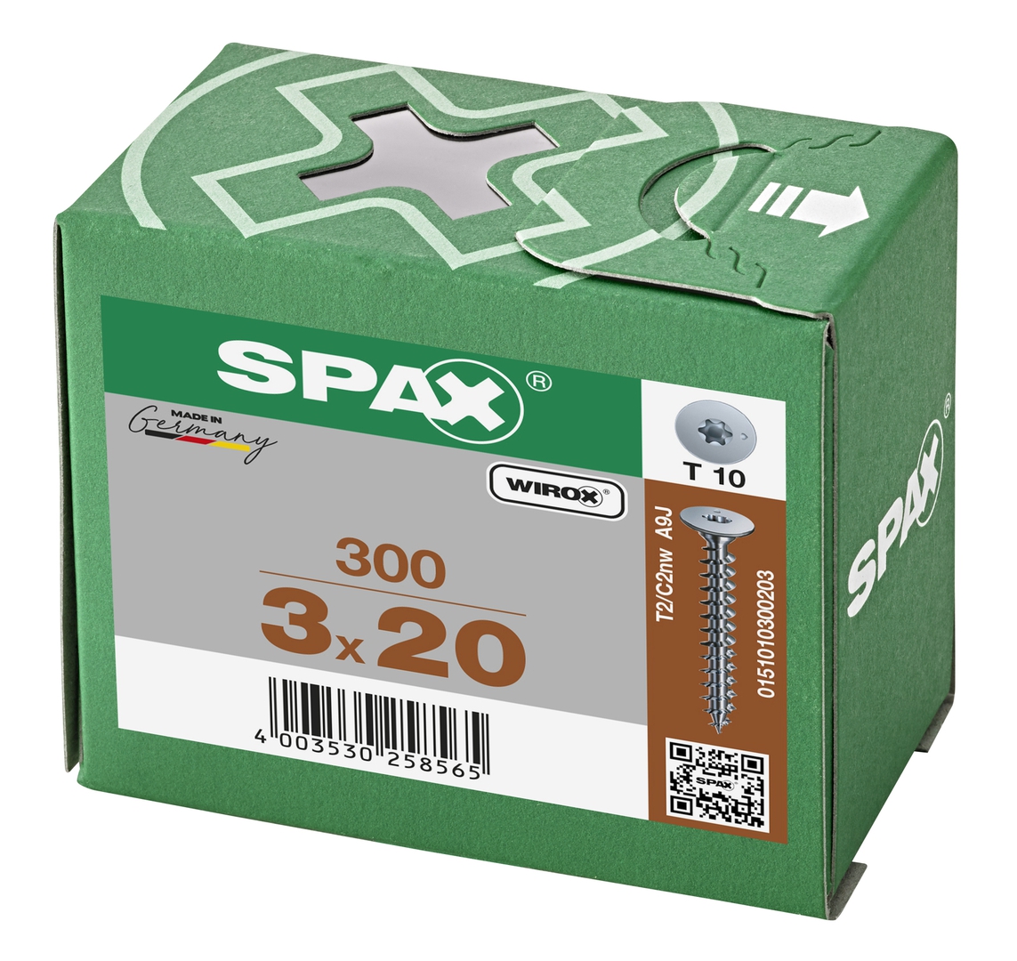 SPAX Rückwandkopf ohne Linse T-STAR+ T20 Vollg. 4CUT WIROX 300St, 4x25mm