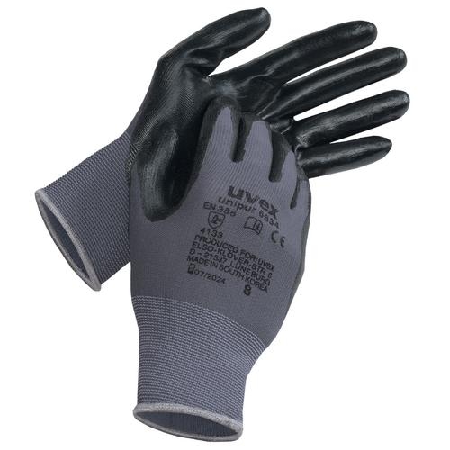 UVEX Montage-Handschuh unipur 6634 Gr. 8 Nitril grau/schwarz, 6032.1