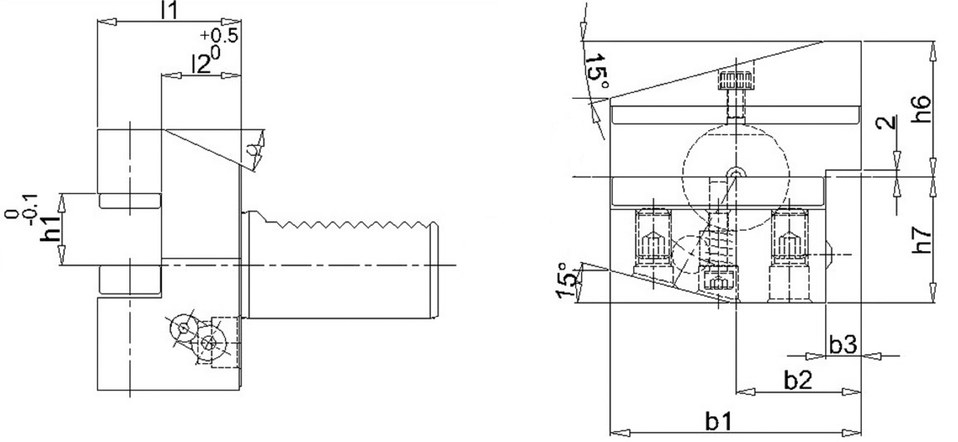 VDI Radial Werkzeugh. Re.B3 30x20mm Überk.