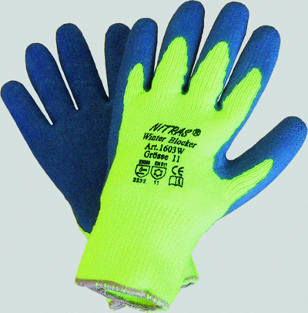 NITRAS Winter-Handschuh Winter Blocker Gr. 11 Latex neongelb/blau, 1603W