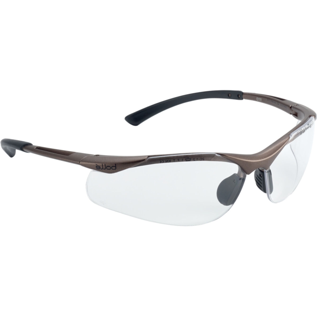 Bollé Schutzbrille Contour, Bügel braun, Scheibe PC, klar, kratzfest,beschlagfrei