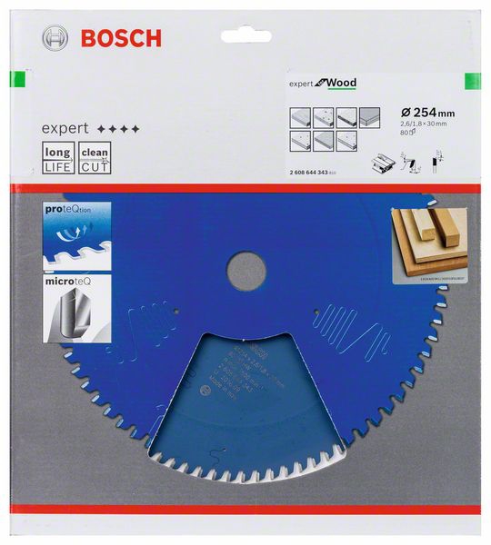 BOSCH Kreissägeblatt Expert for Wood 254x30x2,6 mm, 80 Z