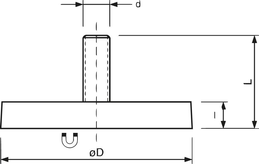 FORMAT Flachgreifer-Magnet mit Stift 88mm M8/Gummi