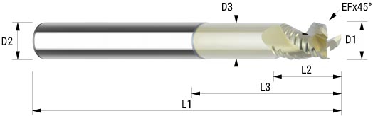 WEMAG VHM-Fräser ZrN ALU IK 10,0/EF0,5 D2=10HA L2=14 L1=83 L3=35 D3=9,5 Z=3